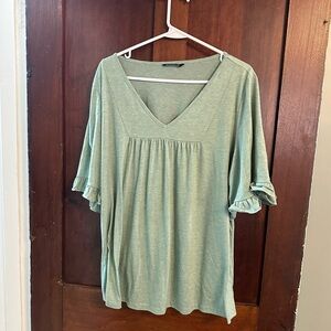 BloomChic Sage Green V-Neck Blouse